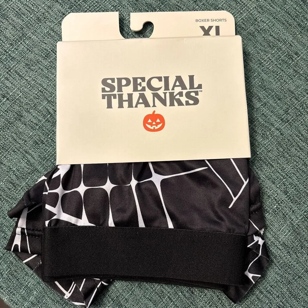 CultureFly Special Thanks Halloween Spider Web Boxer Shorts Adult XL NWT #13